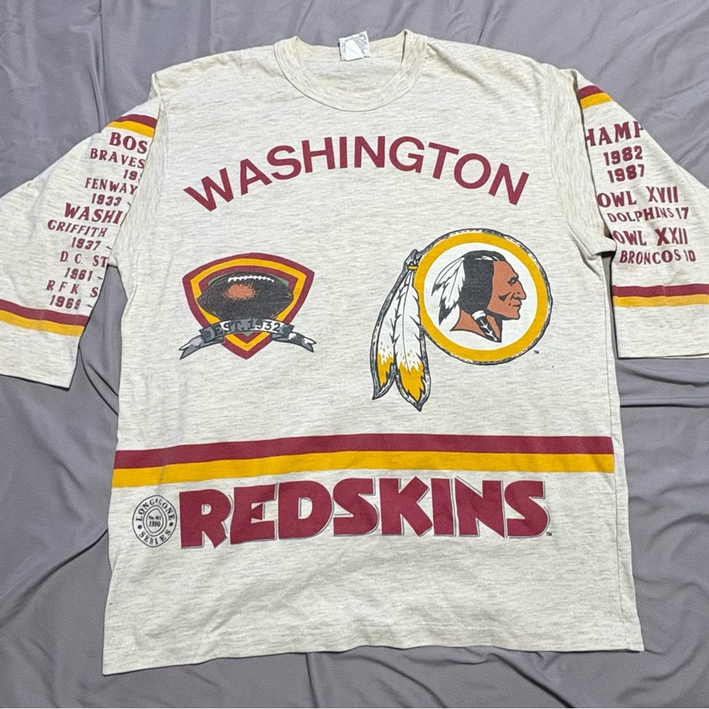 Vintage Long Gone Series Tee Washington Redskins Gray Graphic Tee Shirt Lg